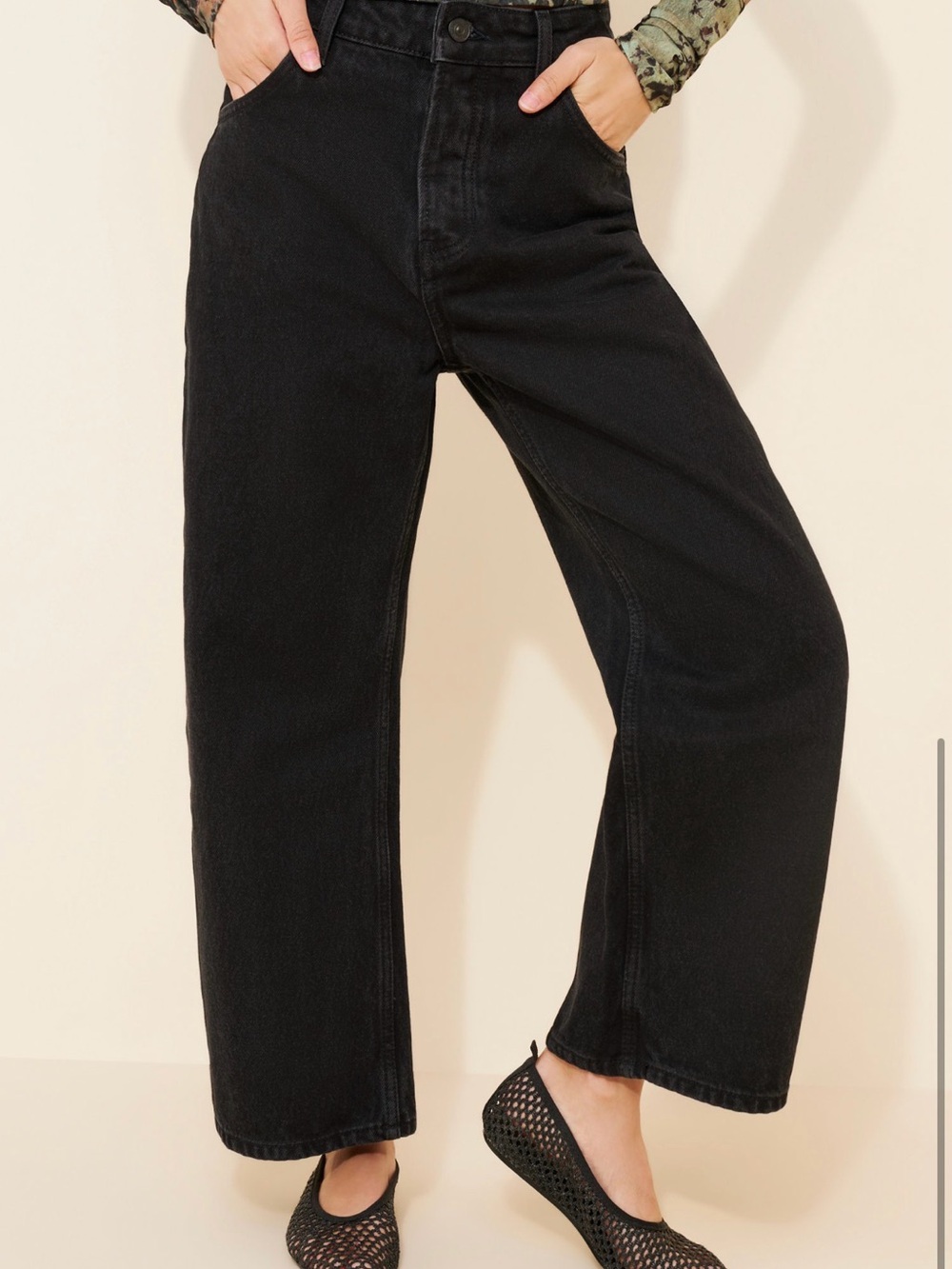 NWT We The Free Black Wide-Leg High-Rise Jeans